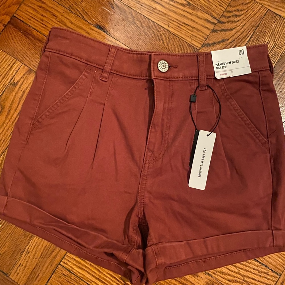 Express Pleated High Rise Mom Shorts